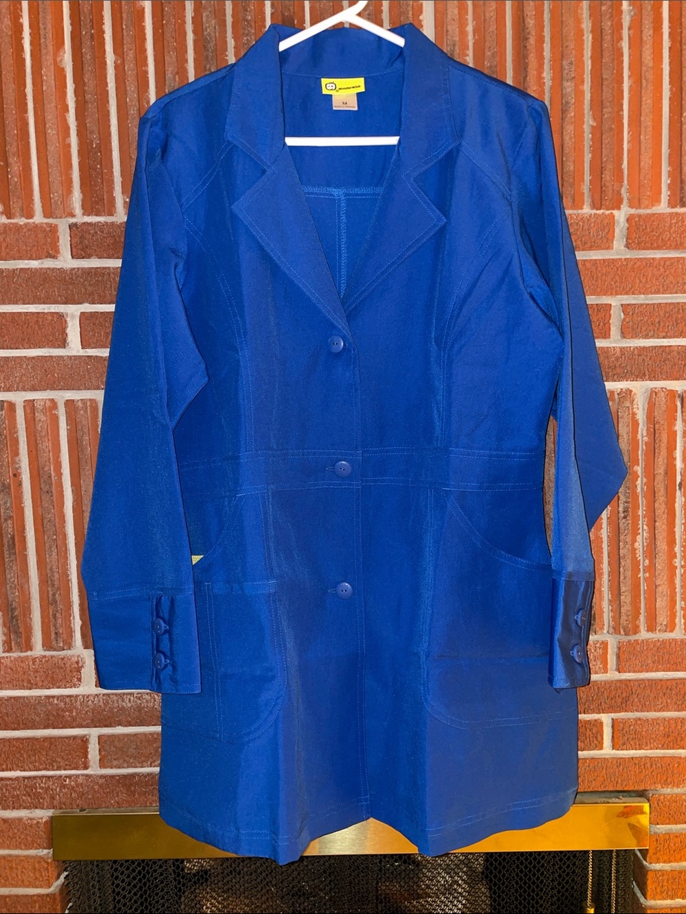 Wonderwink 7004 Women's Stretch Lab Coat size medium royal blue EUC